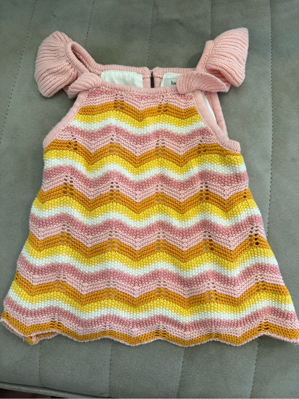 Haute Hippie Pink, Yellow & White Chevron Knit Dress